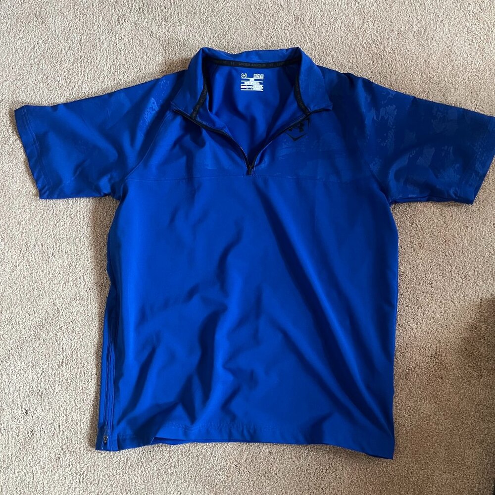Under Armour BP Jacket Shirt – Men's Medium, Blue, 1/2 Sleeve Zip Coach Pullo